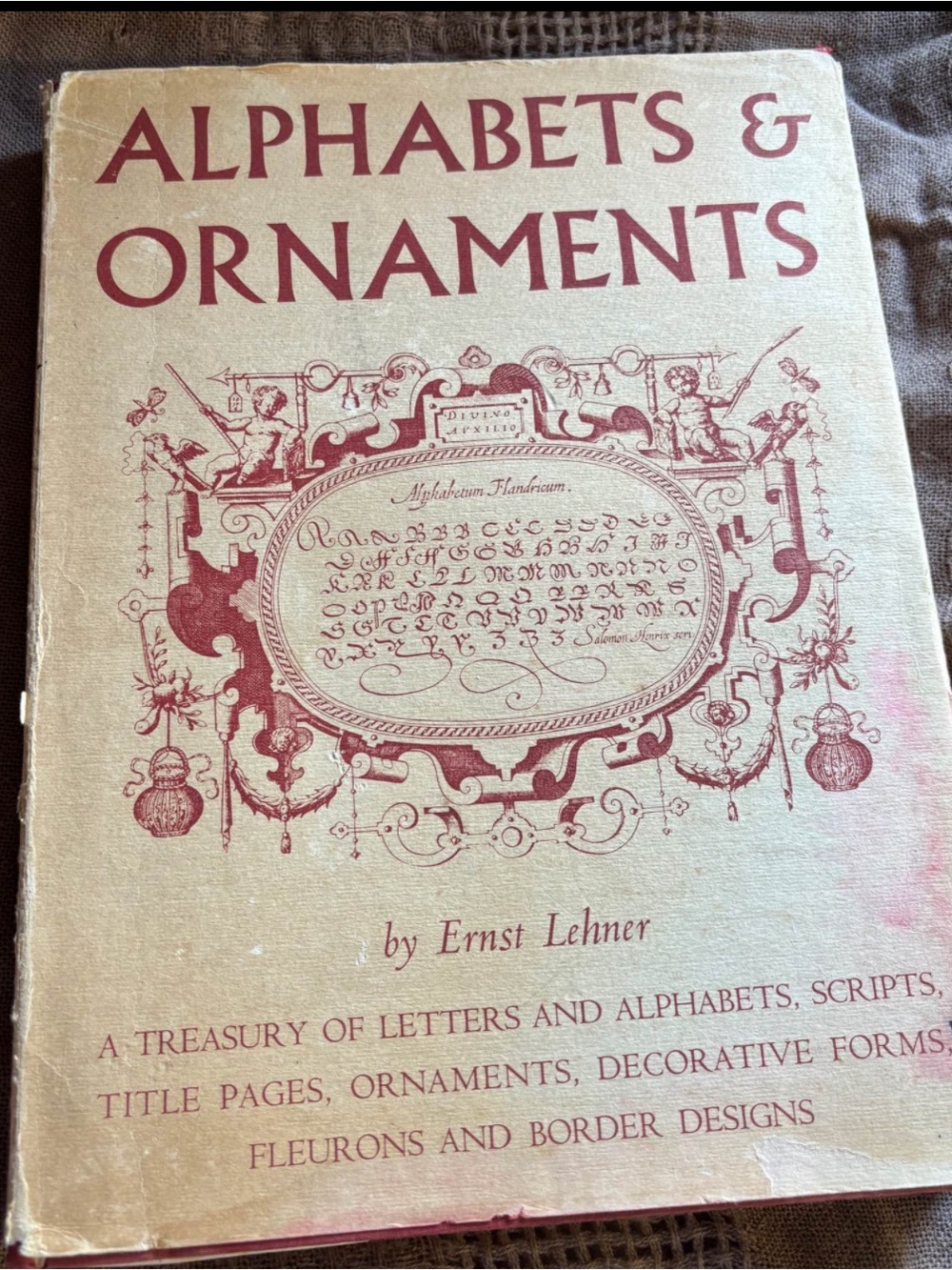 Alphabets & Ornaments by Ernst Lehner - Vintage Decorative Book (Cream & Red)